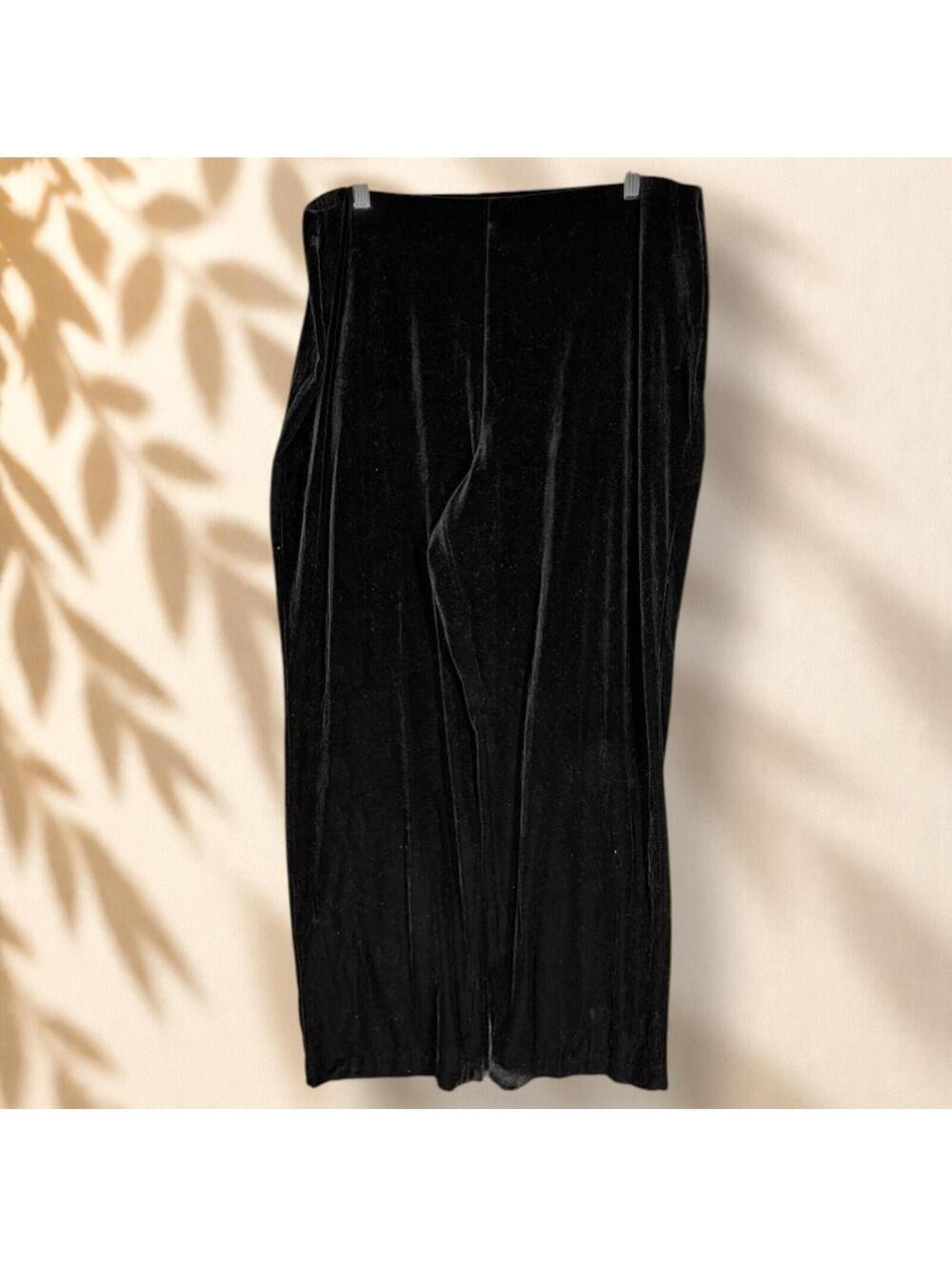 Alfani Pants Women 1X Plus Black High Rise Flat Front Straight Pull On Velvet